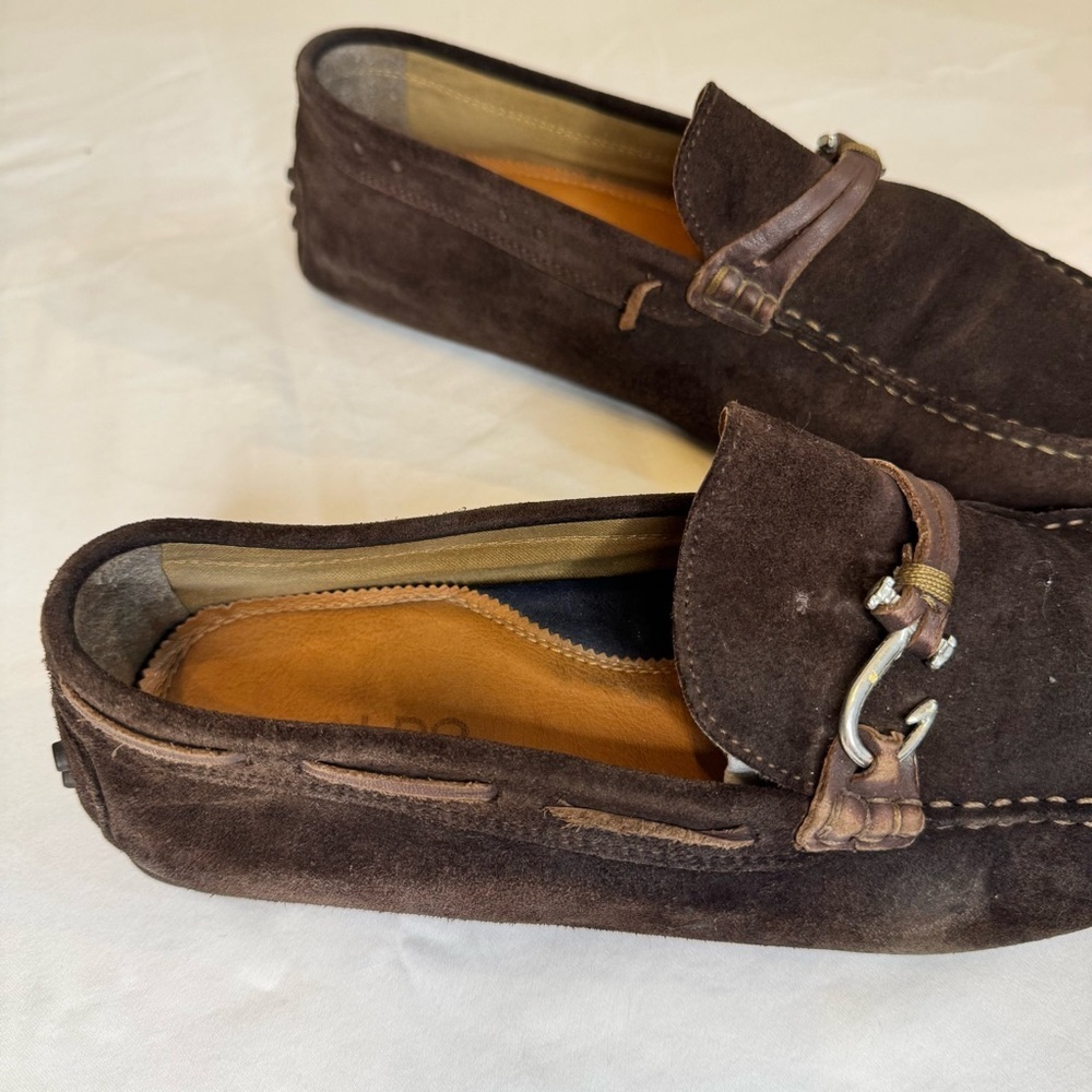 Aldo Men's Brown Suede Loafers β Slip-On, Moccasin Style, Metal Accent, Size 9 - Picture 2 of 8